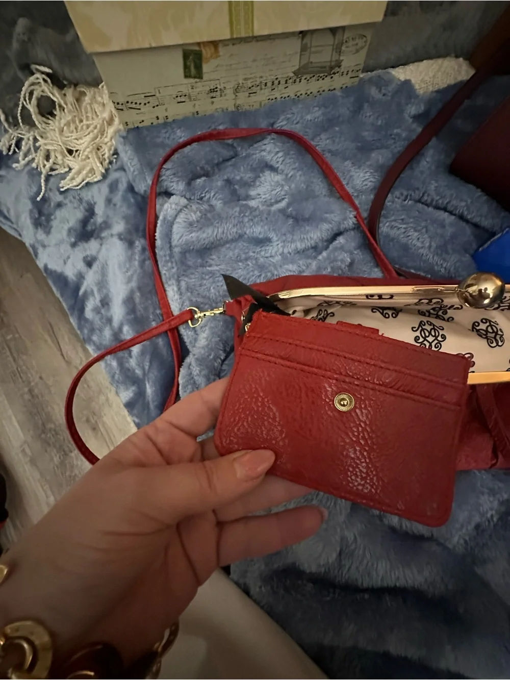 Jessica Simpson Red Clutch with Gold Tone Frame